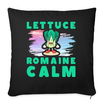 Laitue romaine calme – Salade amusante - Coussin et housse de 45 x 45 cm - noir - Devant