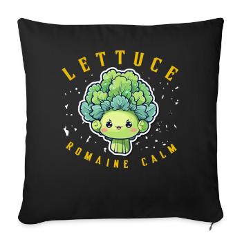 Laitue romaine calme – Salade amusante - Coussin et housse de 45 x 45 cm - noir - Devant