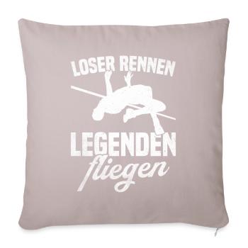 Hochsprung - Loser rennen Legenden fliegen - Sofakissen mit Füllung 45 x 45 cm - helles Taupe - Vorne