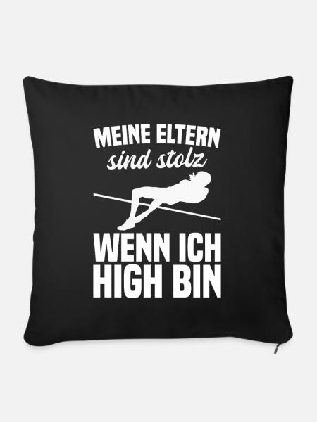 Hochsprung - Meine Eltern sind stolz - Sofakissen mit Füllung 45 x 45 cm - Schwarz