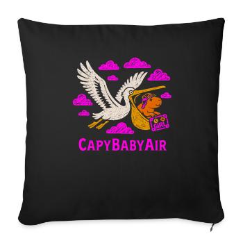 CapyBabyAir Shirt – süßes Schwangerschafts-T-Shirt für Mütter - Sofakissen mit Füllung 45 x 45 cm - Schwarz - Vorne