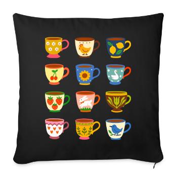 Teezeit - Sofakissen mit Füllung 45 x 45 cm - Schwarz - Vorne