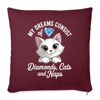 Träume bestehen aus Diamanten, Katzen, Nickerchen - Sofakissen mit Füllung 45 x 45 cm - Burgunderrot - Vorne