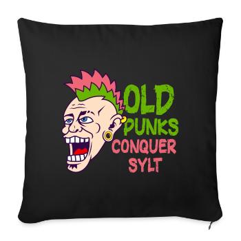 old punks conquer sylt / Alte Punks erobern Sylt - Sofakissen mit Füllung 45 x 45 cm - Schwarz - Vorne