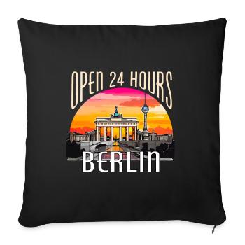 Berlin - open 24 hours - Sofa pillow with filling 45cm x 45cm - black - Front
