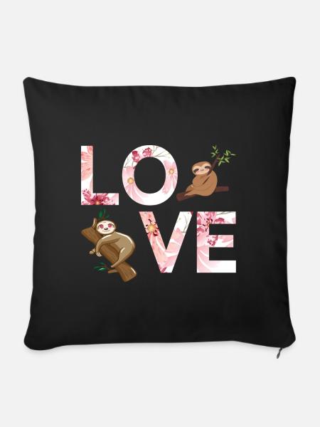 Faultier liebe - Sofakissen mit Füllung 45 x 45 cm - Schwarz