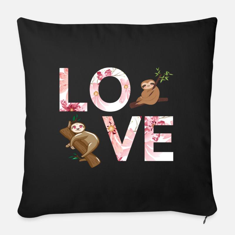 Faultier liebe - Sofakissen mit Füllung 45 x 45 cm - Schwarz