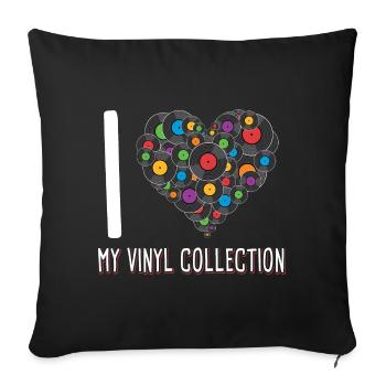 Love my vinyl collection / records - Sofa pillow with filling 45cm x 45cm - black - Front