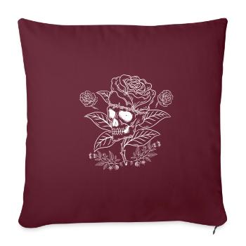 Skull and Roses - Skull With Rose Flowers - Sofa pillow with filling 45cm x 45cm - burgundy - Front