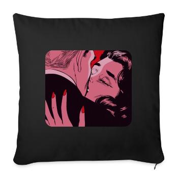 A pink kiss - Sofa pillow with filling 45cm x 45cm - black - Front