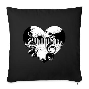Keyboard Heart - Sofa pillow with filling 45cm x 45cm - black - Front