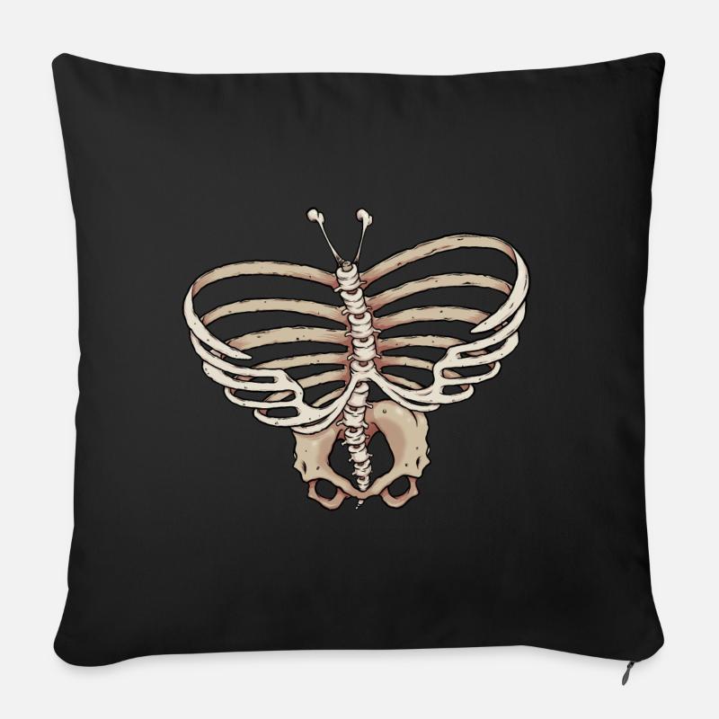 Papillon squelette - Coussin et housse de 45 x 45 cm - noir