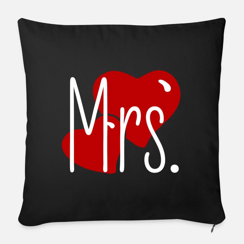 Matching Look Mr and Mrs Valentine's Day Matching Pair - Sofa pillow with filling 45cm x 45cm - black