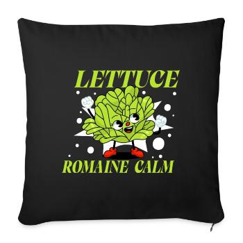 Laitue romaine calme – Salade amusante - Coussin et housse de 45 x 45 cm - noir - Devant