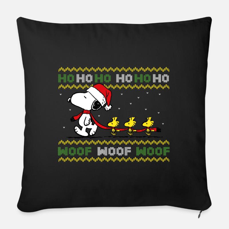 Peanuts Snoopy Hohoho - Sofakissen mit Füllung 45 x 45 cm - Schwarz