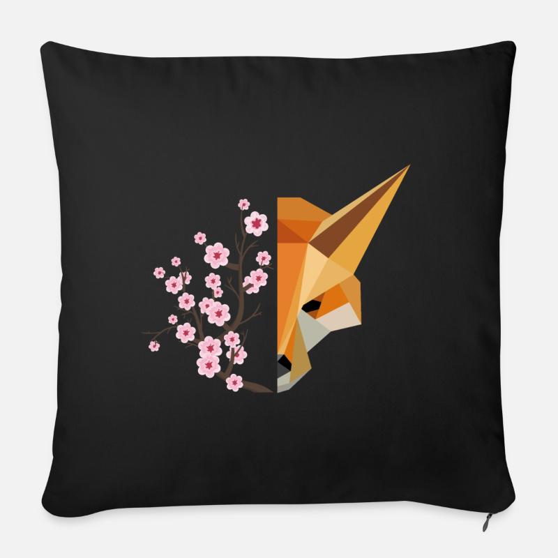 Japanische Kirschblüten Sakura Fuchs - Sofakissen mit Füllung 45 x 45 cm - Schwarz