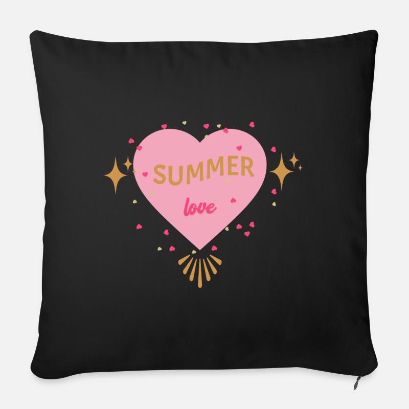 Amour d’été, amour de l’été, vacances - Coussin et housse de 45 x 45 cm - noir