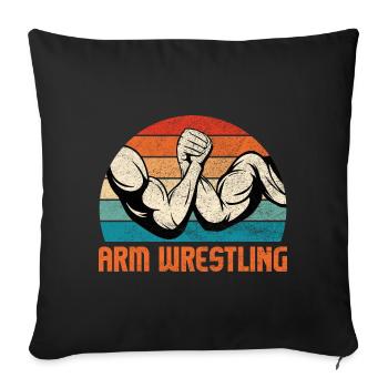 Retro Vintage Arm Wrestling Sport Arm Wrestler - Coussin et housse de 45 x 45 cm - noir - Devant