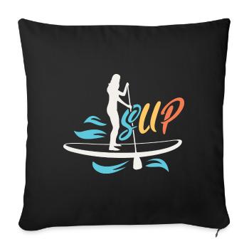 SUP Rétro Stand Up Paddle Boarding - Coussin et housse de 45 x 45 cm - noir - Devant