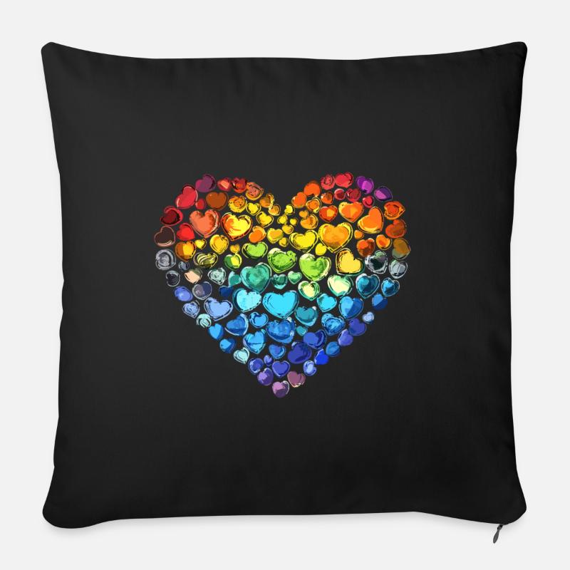 Rainbow Heart - Sofa pillow with filling 45cm x 45cm - black
