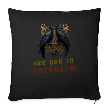 Les corbeaux Hugin et Munin « Rendez-vous au Valhalla! » - Coussin et housse de 45 x 45 cm - noir - Devant