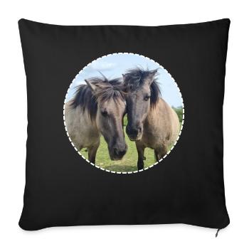 Chevaux doux cheval amour cheval amitié - Coussin et housse de 45 x 45 cm - noir - Devant