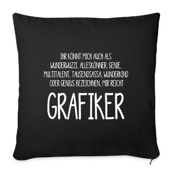 Grafiker – ein Alleskönner, Genie, Multitalent - Sofakissen mit Füllung 45 x 45 cm - Schwarz - Vorne