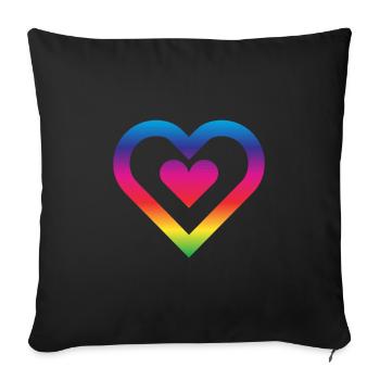 Regenbogen Herz Homosexualität LGBT Liebe - Sofakissen mit Füllung 45 x 45 cm - Schwarz - Vorne