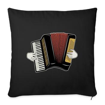 Accordion, accordion music motif with hands - Sofa pillow with filling 45cm x 45cm - black - Front