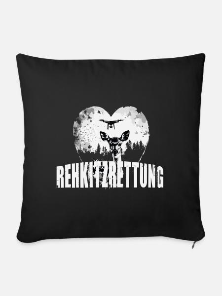 Rehkitzrettung - Sofakissen mit Füllung 45 x 45 cm - Schwarz