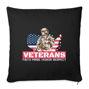 Journée des anciens combattants en l’honneur de tous ceux qui ont servi - Coussin et housse de 45 x 45 cm - noir - Devant