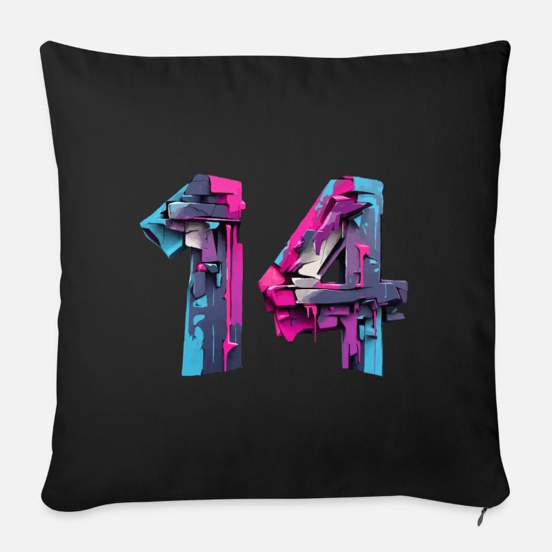 NR. 14 NUMMER 14 COOL 14. GEBURTSTAG - Sofakissen mit Füllung 45 x 45 cm - Schwarz