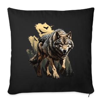 Wolf Tier Wölfe Wolfsbilder Natur Wald - Sofakissen mit Füllung 45 x 45 cm - Schwarz - Vorne