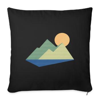 Montagne avec soleil Demi-teinte - Coussin et housse de 45 x 45 cm - noir - Devant