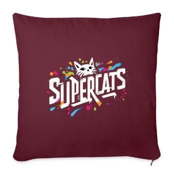 Supercats 8 Logo - Sofa pillow with filling 45cm x 45cm - burgundy - Front