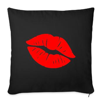 Kuss sinnlich Kussmund Lippenstift - Sofakissen mit Füllung 45 x 45 cm - Schwarz - Vorne