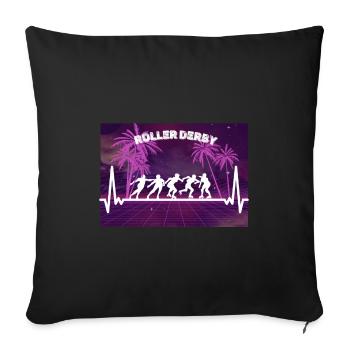 Roller Derby mit Herzschlag - Sofakissen mit Füllung 45 x 45 cm - Schwarz - Vorne