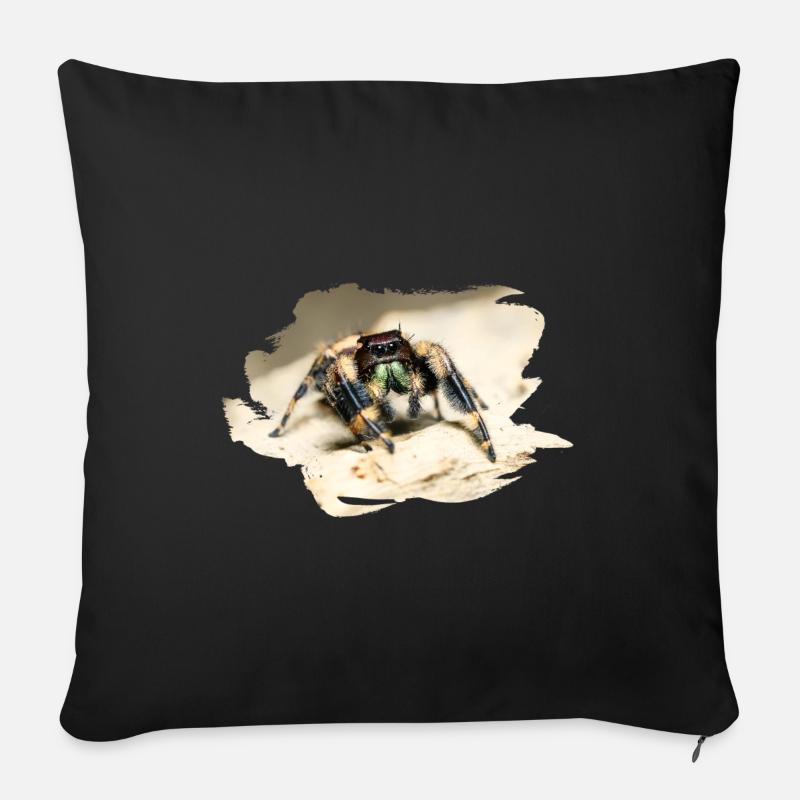 phidippus otiosus jumping spider, spring spinne - Sofakissen mit Füllung 45 x 45 cm - Schwarz
