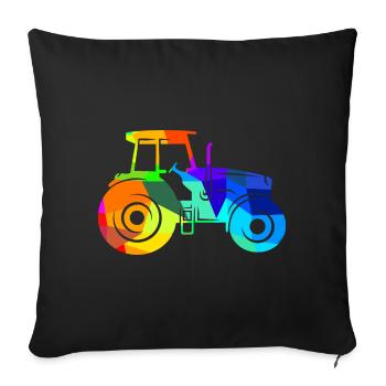 Tractor Rainbow Polygon Agriculture Vehicle - Sofa pillow with filling 45cm x 45cm - black - Front