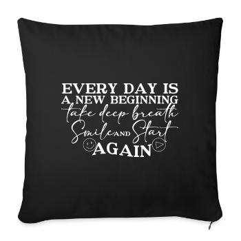 Citations motivantes Souriez et recommencez - Coussin et housse de 45 x 45 cm - noir - Devant