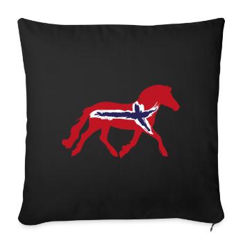 Norvégien avec drapeau - Coussin et housse de 45 x 45 cm - noir - Devant