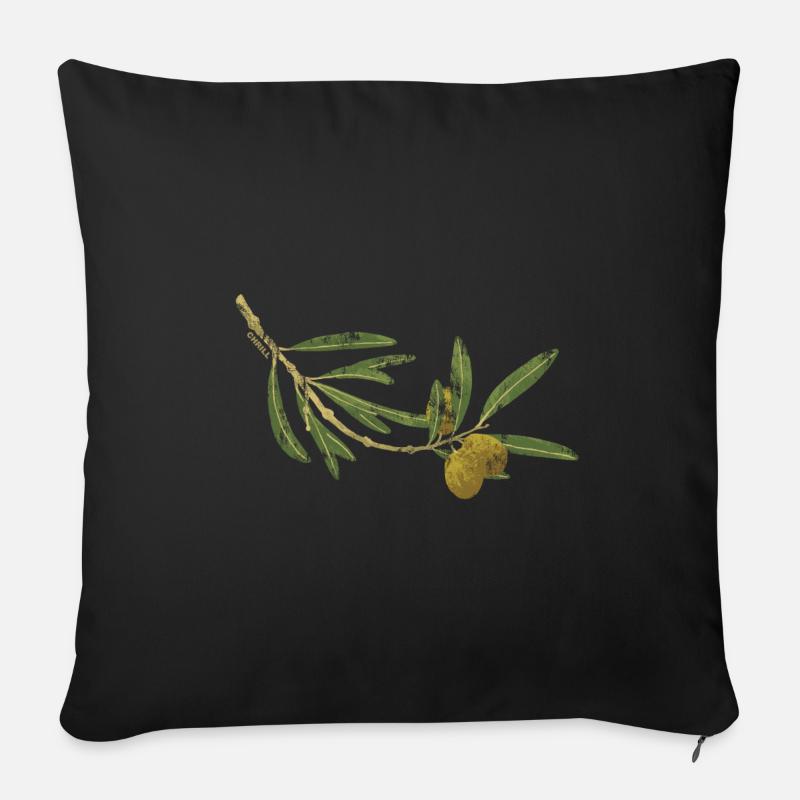 Ölzweig - Sofakissen mit Füllung 45 x 45 cm - Schwarz