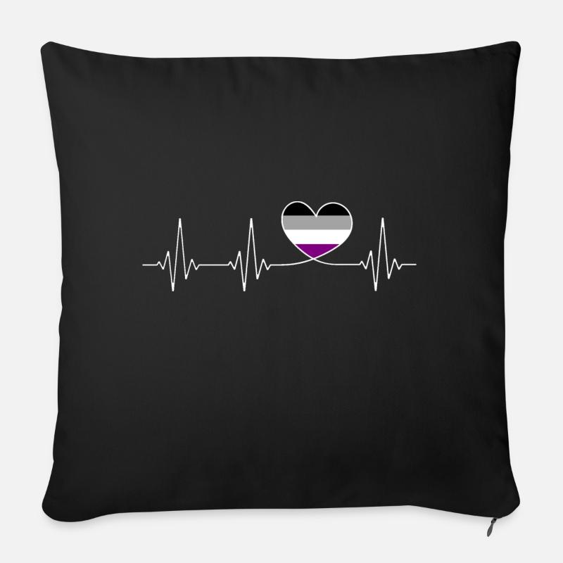 Asexuality Heartbeat Asexual Pride Month CSD - Sofa pillow with filling 45cm x 45cm - black