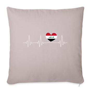Battements de coeur Irak Amour de la patrie Fier drapeau irakien - Coussin et housse de 45 x 45 cm - taupe clair - Devant