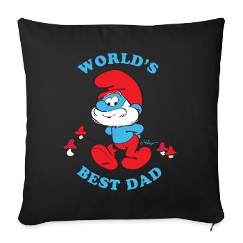 Schtroumpfs Design Citation Meilleur Père Du Monde - Coussin et housse de 45 x 45 cm - noir - Devant