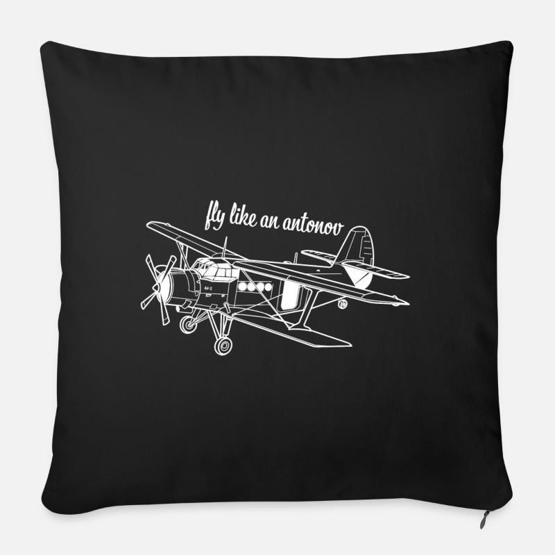 Antonov An-2 Flugzeug Doppeldecker UdSSR Geschenk - Sofakissen mit Füllung 45 x 45 cm - Schwarz