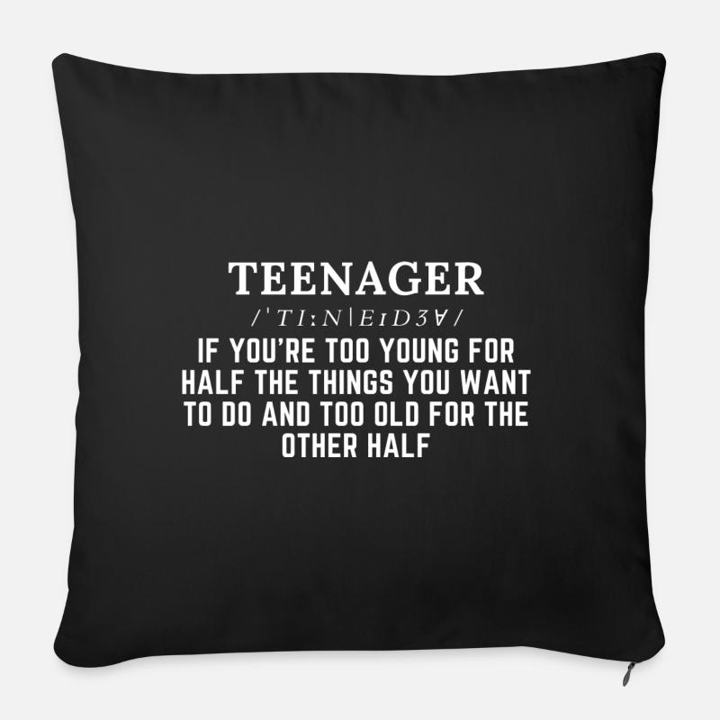 Adolescent adolescent adolescente Cadeau - Coussin et housse de 45 x 45 cm - noir