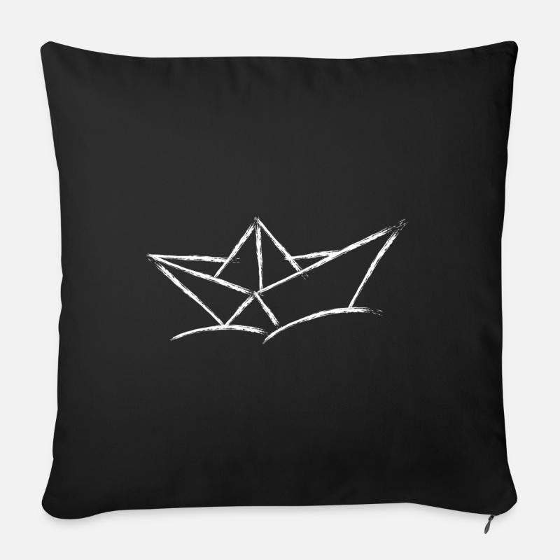 Papierboot Skizze - Sofakissen mit Füllung 45 x 45 cm - Schwarz