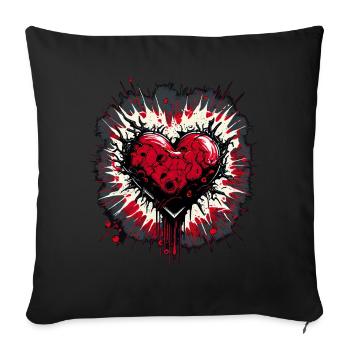 Mon coeur - Coussin et housse de 45 x 45 cm - noir - Devant