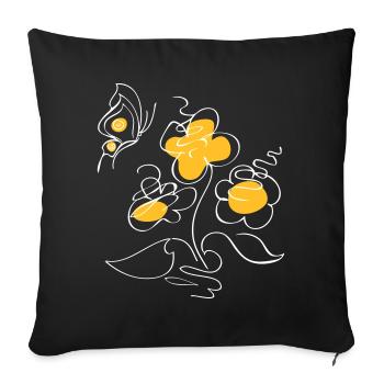 Flower Picture Flowers - Sofa pillow with filling 45cm x 45cm - black - Front